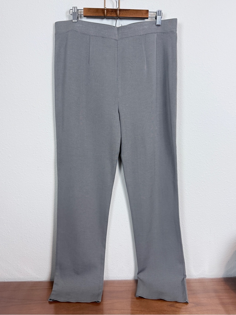 Misook Gray Mylana Knit Straight-Leg Pants XL